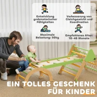 AIYAPLAY 8-in-1 Montessori Klettergerüst Indoor Holz Kletterdreieck mit Kletterbogen, doppelseitiger Rutsche, Grün(m-8)