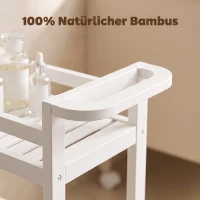 HOMCOM Servierwagen, 3 Etagen, Lamellenböden, Herausfallschutz, Bambus, 55 x 20 x 75 cm(m-7)