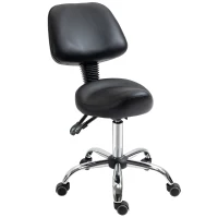 HOMCOM Saddle Stool, PU Leather Adjustable Rolling Salon Chair for Massage, Spa, Clinic, Beauty and Tattoo, Black(m-10)