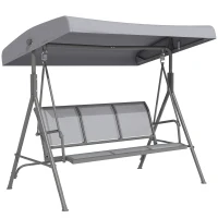 Outsunny Balancelle de Jardin 3 Places Toit Inclinaison réglable Assise et Dossier Ergonomique Acier textilène Gris(m-12)