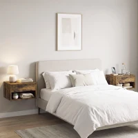 HOMCOM Set of Two Floating Bedside Tables - Rustic Brown(m-8)
