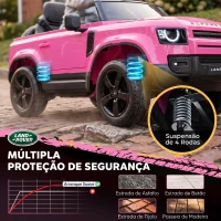 AIYAPLAY Carro Elétrico SUV para Crianças Land Rover Defender 12 V com Comando à Distância, Suspensão e Arranque Suave, Rosa(m-6)