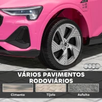 HOMCOM Carro Elétrico Audi E-Tron 12V com Faróis Buzina Música MP3 TF USB e Abertura da Porta 3-8km/h 108x60x47 cm Rosa(m-8)
