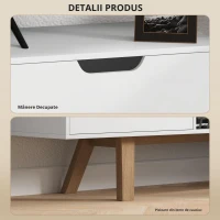 HOMCOM Suport TV cu sertare și rafturi deschise, MDF, 150 x 39 x 50 cm, Alb(m-4)