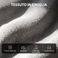 HOMCOM Poltrona Massaggiante e Reclinabile a 160° con Poggiapiedi e Telecomando, 66x91x108 cm, in Ciniglia Grigio Chiaro(m-7)