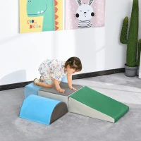 HOMCOM 5 Piece Kids Soft Play Set, Climb and Crawl Activity Toys Set for Baby Toddler, Soft Foam Blocks Indoor Play Equipment Learning Toys Blue(m-2)