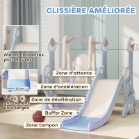 AIYAPLAY Toboggan et balançoire pour enfants 4 en 1 avec panier de basket et échelle, 147,5 x 160 x 107 cm, bleu clair(m-5)