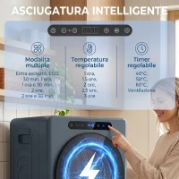 HOMCOM Mini Asciugatrice Elettrica 1000W da 3 kg con Display LED, 49x43x61 cm, Blu(m-4)