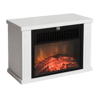 HOMCOM Șemineu Electric de Podea cu Efect de Flacără, Putere Reglabilă 600/1200W, Acoperire 10-15m², Alb(m-1)