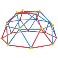 Outsunny Cúpula de Escalada Juego de Cúpula Geométrica para 3-8 Años con Marco de Metálico Carga 180 kg Ø183x90 cm Rojo y Azul(m-11)