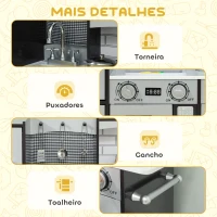AIYAPLAY Cozinha de Madeira com Som Cozinha de Brincar Infantil com Acessórios em Aço Inoxidável Frigorífico Micro-Ondas, Lava-Loiça 81x27x79,7 cm Castanho Escuro(m-7)