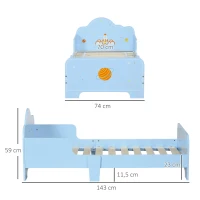 ZONEKIZ Cama para Crianças de 3-6 Anos 143x74x59cm Cama Infantil de Madeira com Barreiras de Proteção Azul(m-3)