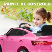 HOMCOM Carro Elétrico Audi E-Tron 12V com Faróis Buzina Música MP3 TF USB e Abertura da Porta 3-8km/h 108x60x47 cm Rosa(m-7)
