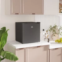 HOMCOM 46 Litre Table Top Mini Fridge, Small Fridge with Ice Box, Reversible Door, Adjustable Temperature and Legs for Bedrooms, Home Office, Black(m-2)