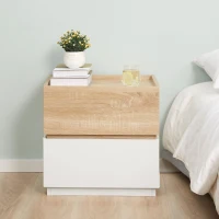 HOMCOM Comodino con 2 Cassetti in Legno, Design Moderno e Impilabile, 50x40x47.5cm(m-10)