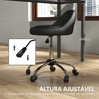 HOMCOM Banco com Rodas Banco Giratório com Altura Ajustável Cosmética Dentista Cabeleireiro Ø50x63-83 cm Preto(m-4)