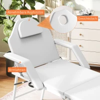 HOMCOM Draagbare massagetafel, opvouwbare massageliege met kunstleder bekleding, schuimrubberen padding, staalframe, wit(m-7)