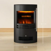 HOMCOM 1000W/2000W Freestanding Electric Fireplace, Indoor Heater Fire Stove with Log Burner Effect Flame, Thermostat Control(m-3)