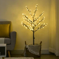 HOMCOM Árvore de Cerejeira com 120 Luzes LED IP44 Candeeiro Decorativo Flor de Cereja com Ramos Flexíveis 17x17x120cm Preto(m-10)