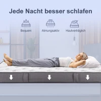 HOMCOM Matras 90x200 cm 25,8 cm hoogte 7-zones ergonomisch met afneembare wasbare hoes(m-6)