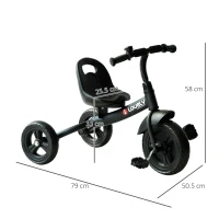 HOMCOM Baby Trike, Toddler Tricycle with Adjustable Seat, Children Ride on Toys 3 Wheels Bike with Bell for Kids 1.5-4 Years, Black(m-3)