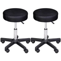 HOMCOM Lot de 2 tabourets de massage à roulettes reglable en hauteur pivotant avec trois couleurs de housse de protection(m-1)