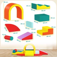 AIYAPLAY Kids Soft Play Set, 10PCs PU Leather Foam Climbing Blocks for Climb and Crawl, Educational Toys for Motor Development(m-3)