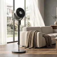 HOMCOM Ventilatore a Piantana a 8 Velocità con Telecomando, Display LED, Timer 12H, Altezza Regolabile, Grigio(m-9)