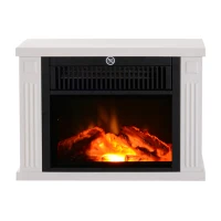 HOMCOM Șemineu Electric de Podea cu Efect de Flacără, Putere Reglabilă 600/1200W, Acoperire 10-15m², Alb(m-11)