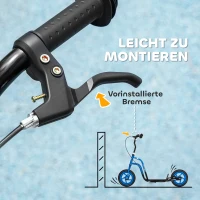 AIYAPLAY Kinderroller met verstelbaar stuur, grote wielen, parkeerstandaard, handrem, voor kinderen van 5-12 jaar, Blauw(m-5)