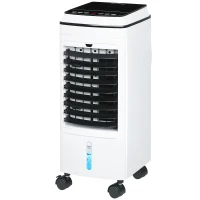 HOMCOM Ventilator, Luchtkoeler en Klimaatunit, 3 Modi, Afstandsbediening, Timer, Op Wielen, Wit(m-10)