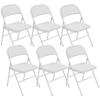 HOMCOM Lot de 6 chaises pliantes chaises de salle à manger portables cadre en acier 45 x 46 x 78 cm blanc(m-1)