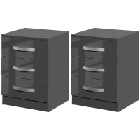 HOMCOM Set 2 Comodini Moderni con 3 Cassetti per Camera da Letto e Soggiorno in Truciolato, 40x36x56 cm, Grigio(m-10)