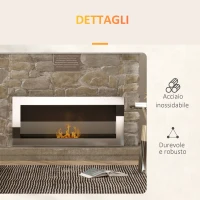 HOMCOM Camino Bioetanolo in Acciaio Inox, 2.5h di Combustione con Serbatoio 1.5L e Copertura 20m², 90x16x40 cm, Argento(m-7)