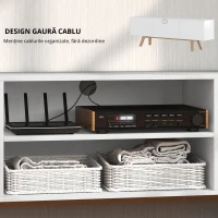 HOMCOM Suport TV cu sertare și rafturi deschise, MDF, 150 x 39 x 50 cm, Alb(m-6)