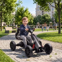 HOMCOM Kids Pedal Go Kart, with Adjustable Seat, EVA Wheels, Seat, Handbrake - Black(m-14)