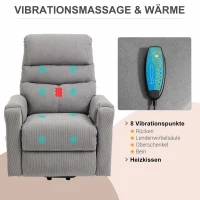 HOMCOM tv-stoel opstahulp stoel met massagefunctie verwarming donkergrijs(m-6)