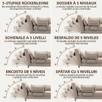 HOMCOM Canapea Extensibilă 2 Locuri, Canapea Tip Pat Modernă cu 4 Perne Incluse, Cadru din Oțel și Tapițerie Textilă, Crem(m-5)