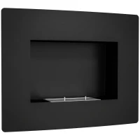 HOMCOM Caminetto a Bioetanolo da Incasso in Acciaio, Durata 3.3 Ore e Capacità 0.9L, 66x16x52 cm, Nero(m-1)