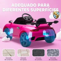 AIYAPLAY Carro Elétrico para Crianças de Polícia  12V com Motor Duplo Sirene Música Sem Fios Buzina Rodas Auxiliares e Faróis LED 105x58x49 cm Rosa(m-7)