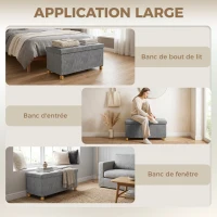 HOMCOM Banc de rangement bout de lit pliable volume 67 L capacité de charge 120 kg avec couvercle 76L x 38l x 38H cm gris(m-6)