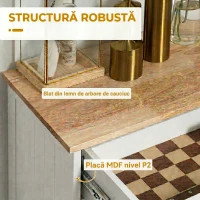 HOMCOM Bufet de Bucătărie, Dulap cu Suport pentru Coș de Gunoi 38L, Sertar, Alb(m-7)