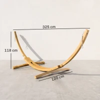Outsunny Hängemattengestell für Hängematte Hängemattenständer mit Sicherheitsschnalle, Kette, Garten Strand Kiefer 325 x 120 x 118 cm bis 120 kg(m-3)
