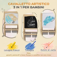 AIYAPLAY Lavagna per Bambini con Cavalletto 3 in 1 e Cestini, Età 3-6 anni, 58x50.5x109cm, Color legno(m-4)