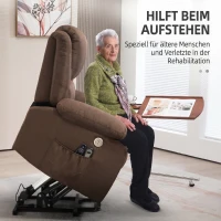 HOMCOM Fotoliu reclinabil cu funcție de ridicare și suport pentru picioare, din material textil cu aspect de in, 87x92x105 cm, culoare cafea(m-4)