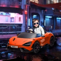 AIYAPLAY McLaren 765LT Licensed 12V Kids Electric Ride on Car with Butterfly Doors, Remote Control, Transport Wheels, Orange(m-2)