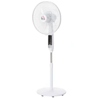 HOMCOM Ventilateur sur pied hauteur réglable oscillant 85° 3 vitesses 50 W avec écran LED télécommande minuterie Ø 42 cm blanc(m-11)