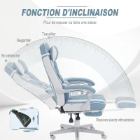 HOMCOM Chaise gaming, fauteuil gaming ergonomique avec repose-pieds, hauteur réglable, dossier inclinable, 63x63x123cm, bleu(m-5)