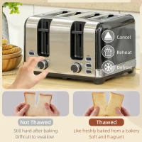 HOMCOM Polished Stainless Steel Kettle and Toaster Set - Black(m-5)