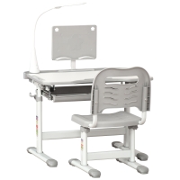 HOMCOM Banco Scuola con Sedia per Bambini 6-12 Anni Grigio